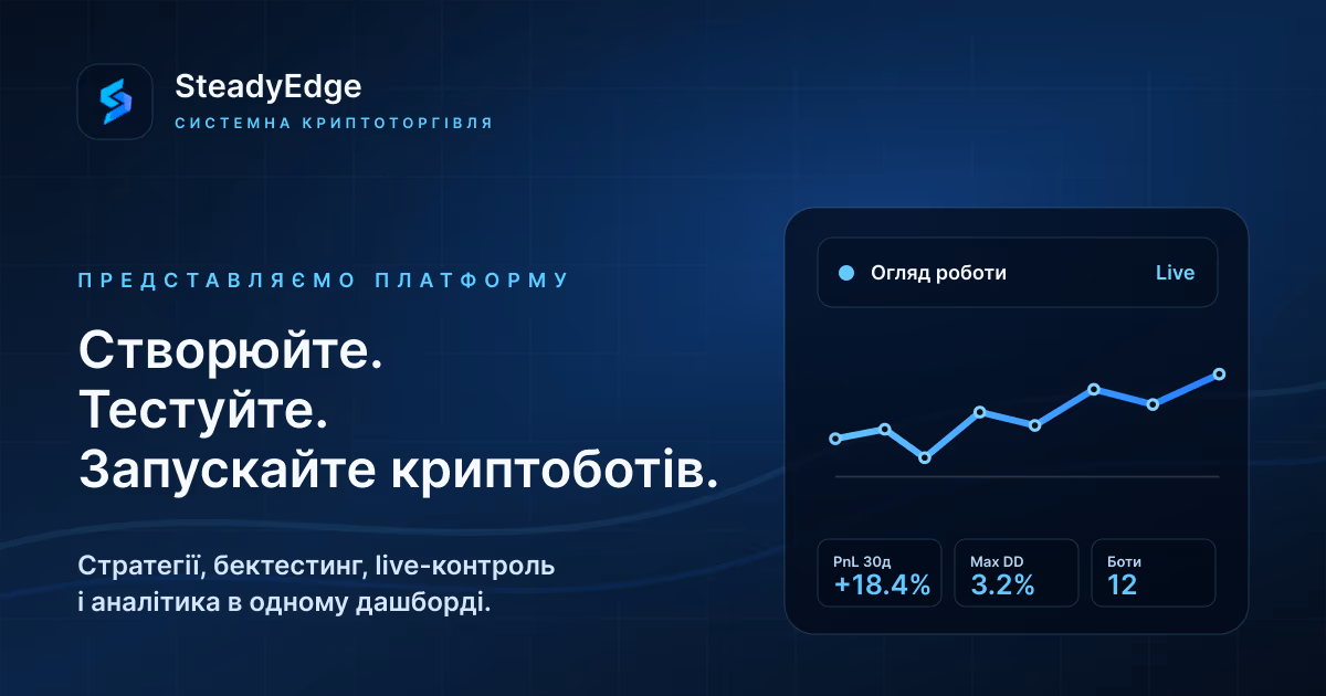 Представляємо SteadyEdge: створюйте, бектестуйте й запускайте криптоботів з одного дашборда